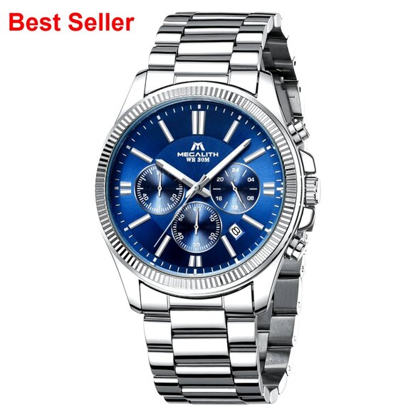 Stainless Steel Waterproof Chronograph Watch for Business Casual
